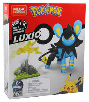 Mega Construx Pokémon Luxio積木玩具套裝，盒上有Pikachu。 — 寶可夢 壁紙