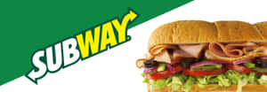 Subway三明治，有火腿、番茄、生菜和橄欖，旁邊是品牌標誌。 — 地鐵 壁紙