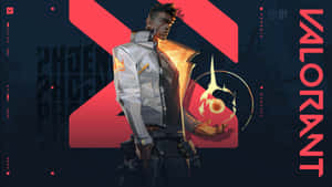 Valorant角色Phoenix手持帶有紅色幾何設計的能量武器。 — 電玩遊戲 GIF 壁紙