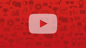 紅色背景上帶有社交媒體和成就圖示的YouTube標誌 — YouTube 標誌 壁紙