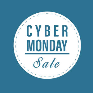 藍色和白色的 Cyber Monday Sale 促銷圖形。 — 購物 壁紙
