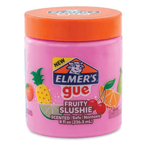 粉紅色Elmer's Fruity Slushie膠水罐，附有水果插圖。 — 柳橙 壁紙