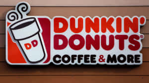 Dunkin' Donuts咖啡店標誌，帶有木牆上的標誌。
