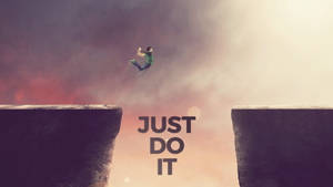 人在懸崖間跳躍，文字 just do it — 就去做吧 壁紙