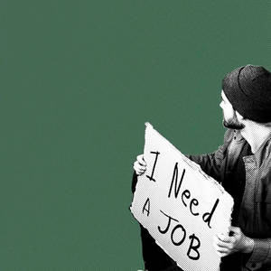 手持寫有 I Need A JOB 標語牌的人 — 插畫 壁紙