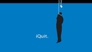 一個人掛在繩子上，帶著手機，文字顯示 iQuit。 — 自殺 壁紙