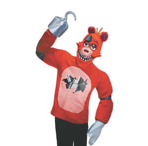 打扮成Freddy Fazbear的人拿著鉤子。 — 佛萊迪的五夜驚魂 安全漏洞 壁紙