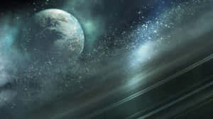 從太空看到的地球，被星星和發光的星雲環繞。 — 最後一戰：無限 4K 壁紙