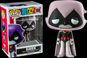 Funko Pop 瑞文公仔連盒，紫色連帽，黑色面具，紅色胸前標誌。