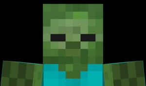 像素化Minecraft殭屍角色，綠色皮膚，穿著青色襯衫。 — 我的世界迷因 壁紙