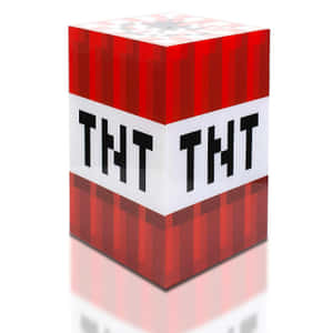 反光表面上的像素化紅白Minecraft TNT方塊 — 區塊鏈 壁紙