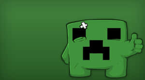 綠色Minecraft爬行者貼著繃帶豎起大拇指。 — 可愛 Minecraft 壁紙