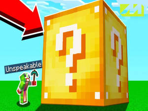 一個來自瑪利歐的巨型黃色問號方塊，旁邊有一個 Minecraft 苦力怕拿著火炬。 — 酷炫遊戲 壁紙