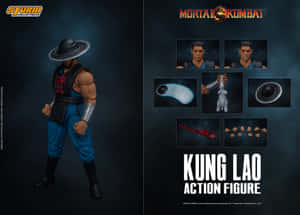 Kung Lao真人快打可動人偶，附帶可互換部件展示。 — 咒術迴戰 壁紙