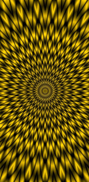 鮮豔的黃黑幾何圖案，產生催眠螺旋效果。 — 抽象 壁紙