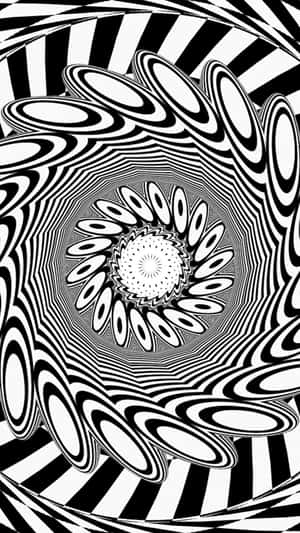 黑白催眠螺旋圖案，產生隧道錯覺。 — 抽象 壁紙