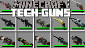帶有綠色生命條的Minecraft科技槍械網格。 — 我的世界 壁紙