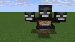 三個頭的 Minecraft 殭屍站在草地上，天空多雲。 — 我的世界苦力怕 壁紙