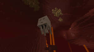 Minecraft 地獄幽靈漂浮在地獄中，伴隨著發光的柱子和金塊。 — 我的世界苦力怕 壁紙