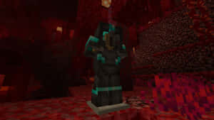 Minecraft 地獄中的終界使者，紅色地獄岩和熔岩光芒 — 我的世界 鑽石 壁紙
