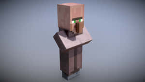 一個方塊狀的 Minecraft 殭屍，擁有發光的綠色眼睛，站在灰色背景前。 — 我的世界 壁紙