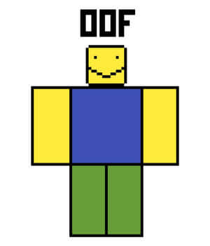 像素化 Roblox 頭像，頭頂有 OOF 文字。 — Motorola Razr Ultra 2025 壁紙