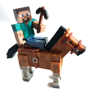 Minecraft Steve騎著馬，手裡拿著鎬。 — Galaxy Z Flip 8 壁紙