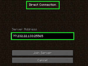 Minecraft伺服器連接畫面，IP地址欄位以綠色突出顯示。 — 可愛 Minecraft 壁紙