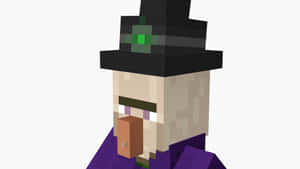 像素化Minecraft女巫，身穿紫色長袍和黑色帽子，帶有綠色寶石。 — 我的世界迷因 壁紙