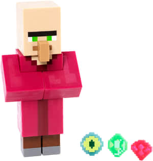 Minecraft村民玩具公仔，配有可互換的寶石眼睛。 — Pixel 10 Pro Fold 壁紙
