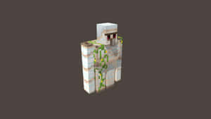 Minecraft風格的方塊狀殭屍，覆蓋苔蘚，眼睛發出紅光。 — 可愛 Minecraft 壁紙