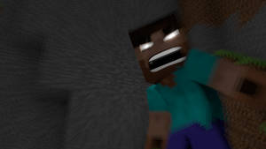 在Minecraft遊戲場景中，一個眼睛發光、嘴巴張開的像素化殭屍。 — 電玩遊戲 GIF 壁紙