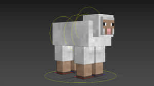 像素化的Minecraft羊模型，有白色羊毛和棕色腿，在網格上。 — 我的世界 壁紙