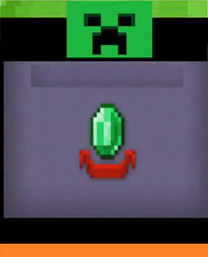 Minecraft苦力怕頭顱位於像素化雙手之上，手中托著一顆翡翠。 — Pixel Fold 壁紙