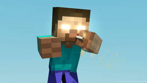 Minecraft角色在藍天下從香煙吹出煙霧 — 電玩遊戲 GIF 壁紙