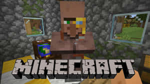Minecraft角色在石室中與遊戲標誌 — 我的世界苦力怕 壁紙