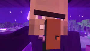 Minecraft角色在紫色發光的夜間森林中 — 我的世界苦力怕 壁紙
