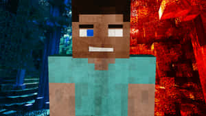 Minecraft角色在森林和地獄環境之間分裂