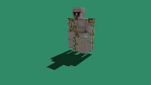 一個身上有藤蔓的Minecraft骷髏角色站在青綠色背景上。 — 可愛 Minecraft 壁紙