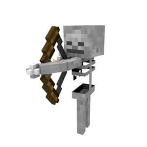 Minecraft骷髏弓箭手以像素風格手持弓箭。 — 骷髏迷因 壁紙