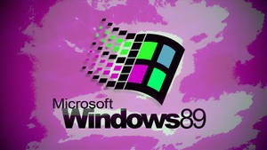 復古Windows 89標誌，在洋紅色背景上採用像素化設計。 — Windows 98 壁紙