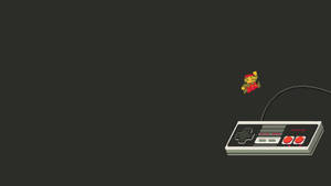 像素瑪利歐從 Nintendo Entertainment System 控制器上跳起。 — 遊戲玩家標誌 壁紙