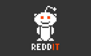 像素化的白色外星人吉祥物，有橙色眼睛和天線，位於'REDDIT'字樣上方。 — 16:10 壁紙