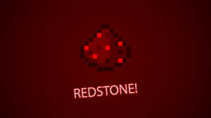 像素化紅石方塊，帶有顯示 redstone 的發光文字 — 我的世界 鑽石 壁紙