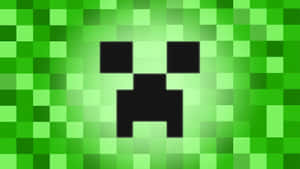 來自Minecraft電子遊戲的綠色像素化爬行者臉孔。 — 我的世界迷因 壁紙