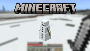 一個方塊狀的雪人在積雪的Minecraft世界中，上方有遊戲標誌。 — 雪景 GIF 壁紙
