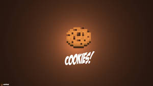 像素化餅乾圖示，帶有發光文字寫著 cookies — 遊戲玩家標誌 壁紙
