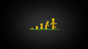 像素化LEGO人物在深色紋理背景上，旁邊有一個LEGO成長圖表。 — 樂高旋風忍者 壁紙