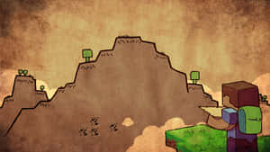 Minecraft角色在懸崖上俯瞰山脈 — 我的世界迷因 壁紙