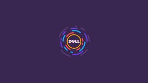 Dell 標誌，在紫色背景上帶有色彩繽紛的圓形設計 — 戴爾筆記型電腦 壁紙